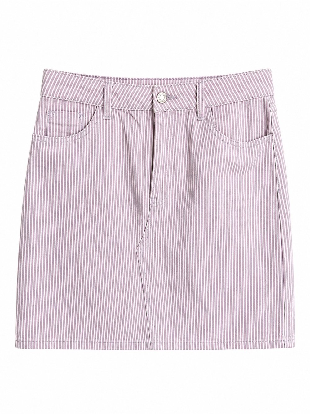 Promod Purple & White Striped Denim Mini Skirt UK 10 / US 6